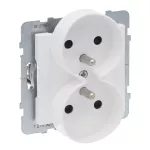 SUNO - Gniazdo 2X2P+Z z przesłoną - 16 A - 250 V~ - zaciski automatyczne - możliwość montażu w ramkach wielkorotnych, Biały