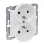 SUNO - Gniazdo 2X2P+Z - 16 A - 250 V~ - zaciski śrubowe - możliwość montażu w ramkach wielkorotynych, Biały