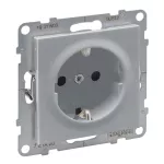 SUNO - Gniazdo SCHUKO 2P+Z - 16 A - 250 V~ - z przesłoną - zaciski automatyczne, Aluminium