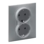 SUNO - Gniazdo SCHUKO 2x2P+Z z przesłoną - zaciski automatyczne (monoblok), Aluminium