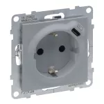 SUNO - Gniazdo SCHUKO 2P+Z - 16 A - 250 V~ - + USB TYP C - 1,5 A - 5 V, Aluminium