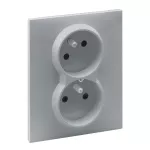 SUNO - Gniazdo 2P+Z (czeskie) z przesłoną - 16 A - 250 V~ - zaciski automatyczne (monoblok), Aluminium
