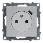 SUNO - Gniazdo płaskie 2P+Z - 16 A - z USB Typ - C - 1,5 A - zaciski automatyczne - z przesłoną, Aluminium