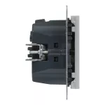 SUNO - Gniazdo płaskie 2P+Z - 16 A - z USB Typ - C - 1,5 A - zaciski automatyczne - z przesłoną, Aluminium