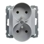 SUNO - Gniazdo 2X2P+Z - 16 A - 250 V~ - zaciski śrubowe - możliwość montażu w ramkach wielkorotynych, Aluminium