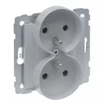 SUNO - Gniazdo 2X2P+Z - 16 A - 250 V~ - zaciski śrubowe - możliwość montażu w ramkach wielkorotynych, Aluminium