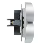 SUNO - Gniazdo 2X2P+Z - 16 A - 250 V~ - zaciski śrubowe - możliwość montażu w ramkach wielkorotynych, Aluminium