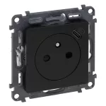 VALENA LIFE - GNIAZDO 2P+Z Z GNIAZDEM USB TYP C - CZARNE