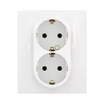 NOWE NILOE - GNIAZDO SCHUKO 2X2P+Z MONOBLOK ZACISKI ŚRUBOWE 16A - 250V~ BIAŁE