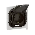 NOWE NILOE - GNIAZDO SCHUKO 2P+Z IP44 Z PRZESŁONĄ, ZACISKI AUTOMATYCZNE CZARNE