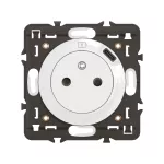 CELIANE 3 - MECHANIZM Z PLAKIETKĄ I UCHWYTEM: GNIAZDO PŁASKIE 2P+Z + USB C Z ZACISKAMI AUTOMATYCZNYMI I PRZESŁONAMI - KOLOR: BIAŁY
