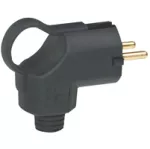 WTYCZKA GUMOWA Z UCHWYTEM 2P+Z - 16 A - IK08 - UNI-SCHUKO - BOCZNE WYJŚCIE PRZEWODU - CZARNA