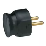 WTYCZKA 2P - 16A - PLASTIKOWA - CZARNA - PŁASKA (MAŁA GŁĘBOKOŚĆ)