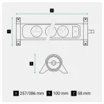 PRZEDŁUŻACZ PREMIUM, OBROTOWY, 6X2P+Z, Z OGRANICZNIKIEM PRZEPIĘĆ, Z PRZEWODEM 1.5 METRA 3X1.0 MM2 - CZARNY/GRAFITOWY