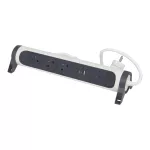 PRZEDŁUŻACZ PREMIUM, OBROTOWY, 3X2P+Z, USB A+C, Z OGRANICZNIKIEM PRZEPIĘĆ, Z PRZEWODEM 1.5 METRA 3X1.0 MM2 - BIAŁY/GRAFITOWY
