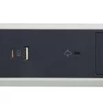 PRZEDŁUŻACZ PREMIUM, OBROTOWY, 3X2P+Z, USB A+C, Z OGRANICZNIKIEM PRZEPIĘĆ, Z PRZEWODEM 1.5 METRA 3X1.0 MM2 - BIAŁY/GRAFITOWY