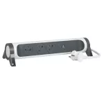 PRZEDŁUŻACZ PREMIUM, OBROTOWY, 3X2P+Z, USB A+C, Z OGRANICZNIKIEM PRZEPIĘĆ, Z PRZEWODEM 1.5 METRA 3X1.0 MM2 - BIAŁY/GRAFITOWY