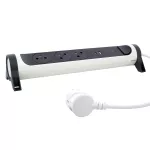 PRZEDŁUŻACZ PREMIUM, OBROTOWY, 3X2P+Z, USB A+C, Z OGRANICZNIKIEM PRZEPIĘĆ, Z PRZEWODEM 1.5 METRA 3X1.0 MM2 - BIAŁY/GRAFITOWY