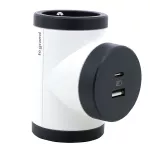 ROZGAŁĘŹNIK OBROTOWY 2X2P+Z, USB A+C - BIAŁY/GRAFITOWY