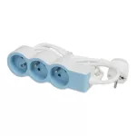 PRZEDŁUŻACZ STANDARD 3X2P+Z, Z PRZEWODEM 1.5 METRA 3X1.0 MM2 - BIAŁY/BŁĘKITNY