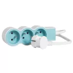 PRZEDŁUŻACZ STANDARD 3X2P+Z, Z PRZEWODEM 1.5 METRA 3X1.0 MM2 - BIAŁY/BŁĘKITNY
