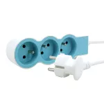 PRZEDŁUŻACZ STANDARD 3X2P+Z, Z PRZEWODEM 1.5 METRA 3X1.0 MM2 - BIAŁY/BŁĘKITNY