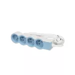 PRZEDŁUŻACZ STANDARD 4X2P+Z, Z PRZEWODEM 1.5 METRA 3X1.0 MM2 - BIAŁY/BŁĘKITNY