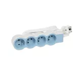 PRZEDŁUŻACZ STANDARD 4X2P+Z, Z PRZEWODEM 1.5 METRA 3X1.0 MM2 - BIAŁY/BŁĘKITNY