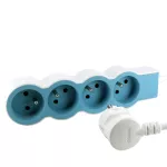 PRZEDŁUŻACZ STANDARD 4X2P+Z, Z PRZEWODEM 1.5 METRA 3X1.0 MM2 - BIAŁY/BŁĘKITNY