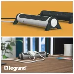 PRZEDŁUŻACZ PREMIUM, OBROTOWY, 6X2P+Z, Z PRZEWODEM 1.5 METRA 3X1.0 MM2 - CZARNY/GRAFITOWY