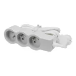 PRZEDŁUŻACZ STANDARD 3X2P+Z, Z PRZEWODEM 1.5 METRA 3X1.0 MM2 - BIAŁY/JASNOSZARY