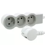 PRZEDŁUŻACZ STANDARD 3X2P+Z, Z PRZEWODEM 1.5 METRA 3X1.0 MM2 - BIAŁY/JASNOSZARY