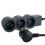 PRZEDŁUŻACZ STANDARD 3X2P+Z, Z PRZEWODEM 1.5 METRA 3X1.0 MM2 - CZARNY/GRAFITOWY