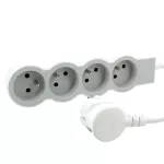 PRZEDŁUŻACZ STANDARD 4X2P+Z, Z PRZEWODEM 1.5 METRA 3X1.0 MM2 - BIAŁY/JASNOSZARY
