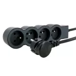 PRZEDŁUŻACZ STANDARD 4X2P+Z, Z PRZEWODEM 1.5 METRA 3X1.0 MM2 - CZARNY/GRAFITOWY