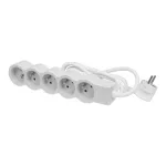 PRZEDŁUŻACZ STANDARD 5X2P+Z, Z PRZEWODEM 1.5 METRA 3X1.0 MM2 - BIAŁY/JASNOSZARY