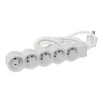 PRZEDŁUŻACZ STANDARD 5X2P+Z, Z PRZEWODEM 1.5 METRA 3X1.0 MM2 - BIAŁY/JASNOSZARY