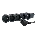 PRZEDŁUŻACZ STANDARD 5X2P+Z, Z PRZEWODEM 1.5 METRA 3X1.0 MM2 - CZARNY/GRAFITOWY