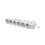 PRZEDŁUŻACZ STANDARD 6X2P+Z, Z PRZEWODEM 1.5 METRA 3X1.0 MM2 - BIAŁY/JASNOSZARY