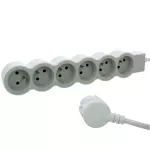 PRZEDŁUŻACZ STANDARD 6X2P+Z, Z PRZEWODEM 1.5 METRA 3X1.0 MM2 - BIAŁY/JASNOSZARY