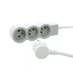 PRZEDŁUŻACZ STANDARD 3X2P+Z, Z PRZEWODEM 3.0 METRA 3X1.5 MM2 - BIAŁY/JASNOSZARY