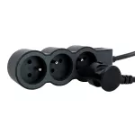 PRZEDŁUŻACZ STANDARD 3X2P+Z, Z PRZEWODEM 3.0 METRA 3X1.5 MM2 - CZARNY/GRAFITOWY