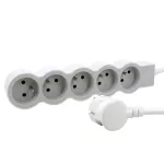 PRZEDŁUŻACZ STANDARD 5X2P+Z, Z PRZEWODEM 3.0 METRA 3X1.5 MM2 - BIAŁY/JASNOSZARY