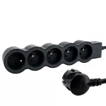 PRZEDŁUŻACZ STANDARD 5X2P+Z, Z PRZEWODEM 3.0 METRA 3X1.5 MM2 - CZARNY/GRAFITOWY