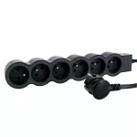 PRZEDŁUŻACZ STANDARD 6X2P+Z, Z PRZEWODEM 3.0 METRA 3X1.5 MM2 - CZARNY/GRAFITOWY