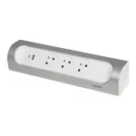 PRZEDŁUŻACZ NAROŻNY 3X2P+Z, USB A+C, BEZ PRZEWODU (WIELOGNIAZDOWY BLOK PRZENOŚNY) - BIAŁY/ALUMINIUM