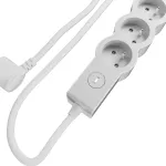 Przedłużacz STANDARD z wyłącznikiem, 3x2P+Z, z przewodem 1,5 m 3x1.0 mm² - BIAŁY/JASNOSZARY