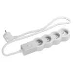 Przedłużacz STANDARD z wyłącznikiem, 4x2P+Z, z przewodem 1,5 m 3x1.0 mm² - BIAŁY/JASNOSZARY