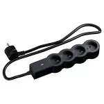 Przedłużacz STANDARD z wyłącznikiem, 4x2P+Z, z przewodem 1,5 m 3x1.0 mm² - CZARNY/GRAFITOWY
