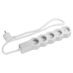 Przedłużacz STANDARD z wyłącznikiem, 5x2P+Z, z przewodem 1,5 m 3x1.0 mm² - BIAŁY/JASNOSZARY